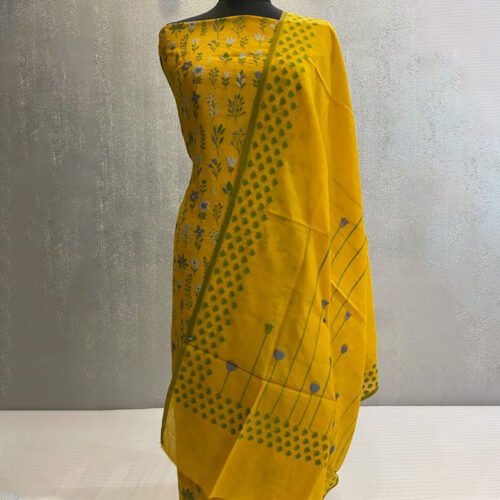 Embroidered Pure Silk 3 Pc Banarasi Dress Color – Mustard